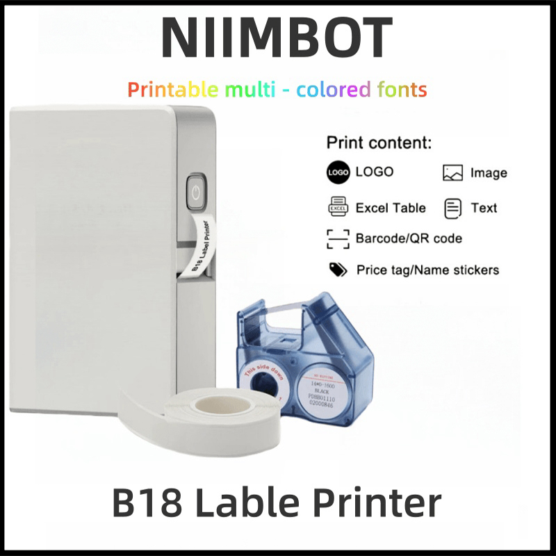 Commercial Printing Press - Kolorowa drukarka etykiet NIIMBOT B18, bezprzewodowe