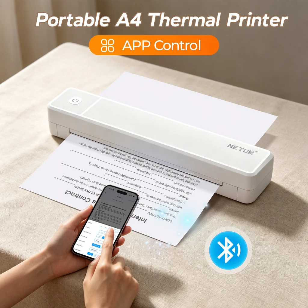 Commercial Printing Press - Mini drukarka termiczna A4, obsługuje Android